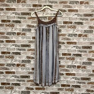 Shelley Beres Silk Chiffon Sun‎ Dress Bohemian Lavander/ Grey Print Accent XS